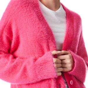 Alice & Olivia Oversized Barry Fuzzy Pink Cardigan - Size M